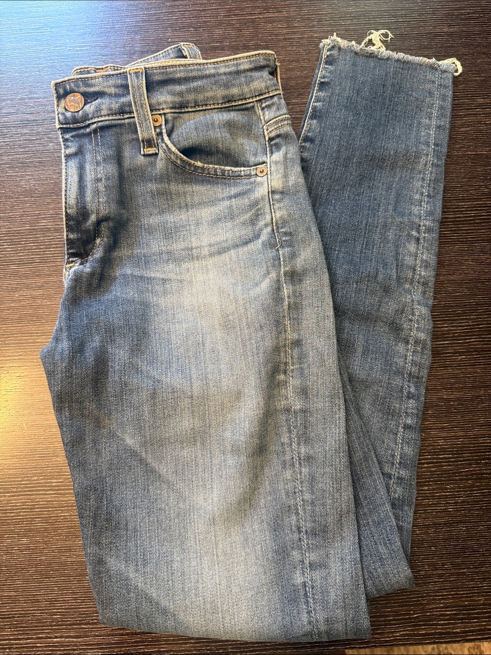 Ag Adriano Goldschmied Medium Blue Denim Jeans with Contrast Stitching
